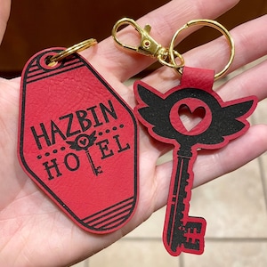 Hazbin Hotel engraved faux leather keychains/ bag charms