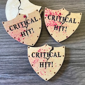 Critical Hit - engraved wood pin