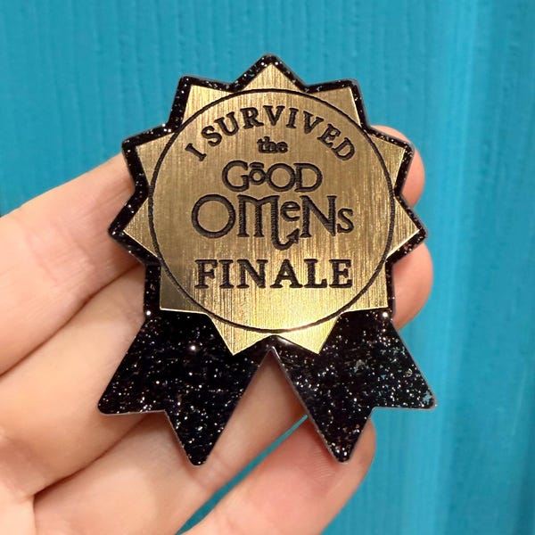 I Survived the Good Omens Finale acrylic pin