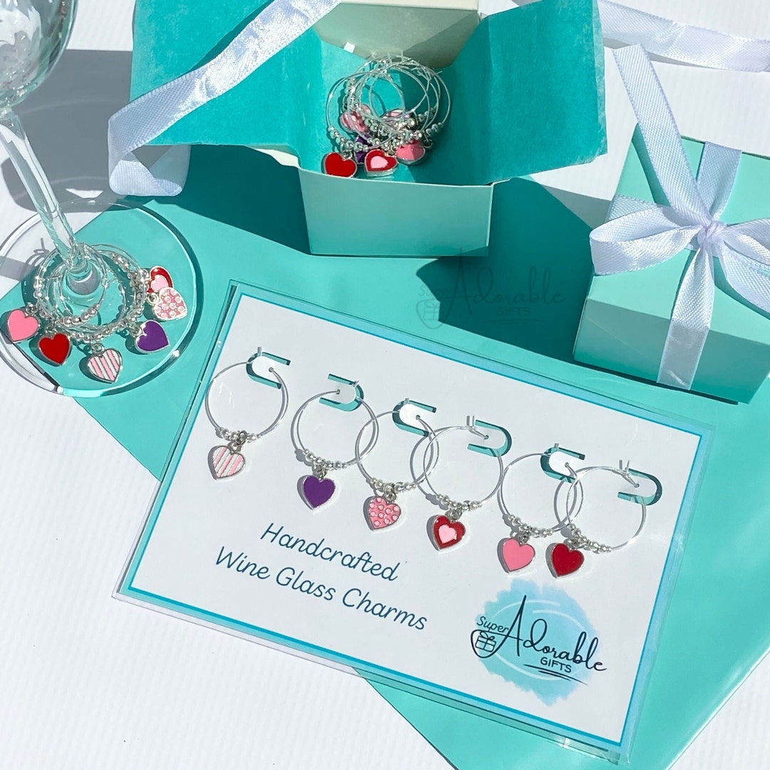Heart Wine Glass Charms, Wine Charms, Unique Gift for Her, Gift for
