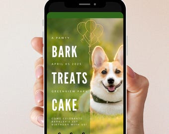 Minimalist Modern Fun Dog Party Birthday Invitation | Editable Dog Pawty Invite | Digital and Printable Puppy Party Invitation