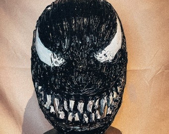 Black Wearable Face Mask, Alien Face Mask, Parasite Face Mask, Cosplay, Nerd, Games, Decorative Mask, Black Symbiote Venom Mask
