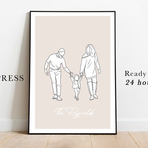 Custom Line Drawing | EXPRESS - Ready in 24 hours | Hand-Drawn from Photo, Gift for Friends, Family, Mum, Grandparents | Digital Print