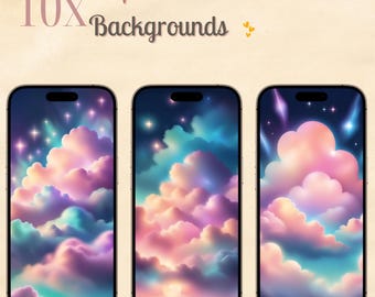 Pink Clouds iPhone Wallpaper, Aesthetic Soft Sky (Digital Download)
