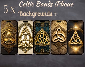 Celtic Knot Phone Wallpapers Pack | 5 Spiritual & Mythical Designs | Instant Digital Download | Unique Celtic Art