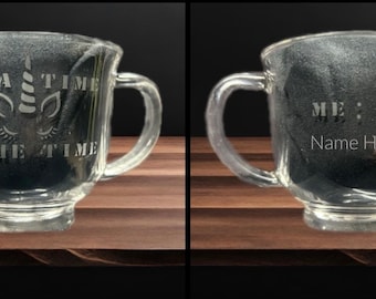 Custom Etched Glass Coffee Mug/Tea Mug