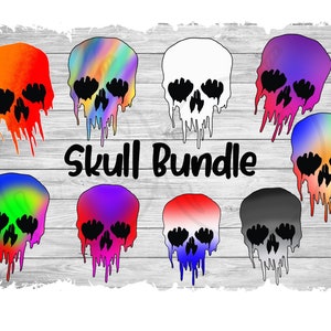 Melted Skull Bundle svg png jpg sublimation waterslide image best seller Drip Skull crafting decal
