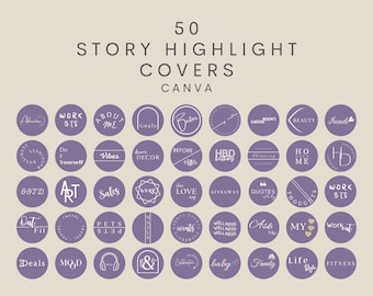 50 Purple Instagram Highlight Covers| Minimalist Instagram Stories Cover| Aesthetic Highlight Icon| Purple Instagram Icons| Story Text Cover