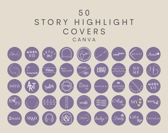 50 Purple Instagram Highlight Covers| Minimalist Instagram Stories Cover| Aesthetic Highlight Icon| Purple Instagram Icons| Story Text Cover