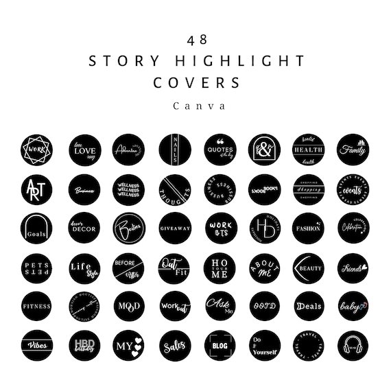 48 Black Instagram Highlight Covers Minimalist Instagram - Etsy