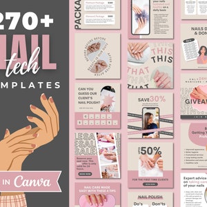 270+ Nail Tech Branding Kit, Nail Tech Instagram Stories, Canva Templates, Nail Flyers, Nail Tech Bundle
