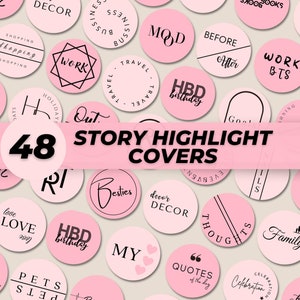 48 Pink Instagram Canva Highlights| Instagram Highlight Covers| DIY Instagram Story Cover Design| Instagram Highlights Template| IG Branding