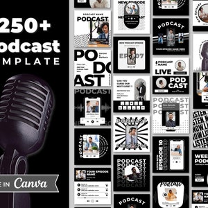 250 Podcast Instagram template Podcast Canva Instagram Podcast templates Podcast template download Canva Podcast social media Podcast flyer