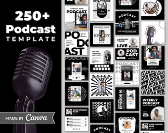 250 Podcast Instagram template Podcast Canva Instagram Podcast templates Podcast template download Canva Podcast social media Podcast flyer