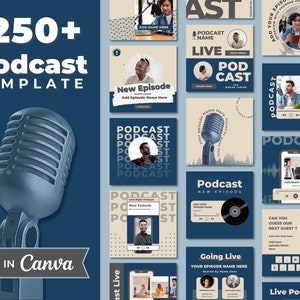 250 Podcast Instagram template Podcast Canva Instagram Podcast templates Podcast template download Canva Podcast social media Podcast flyer