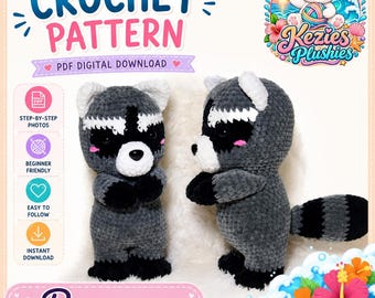 Häkelanleitung für ein Baby-Waschbär-Amigurumi-Plüschtier, anfängerfreundlich (PDF-Download)