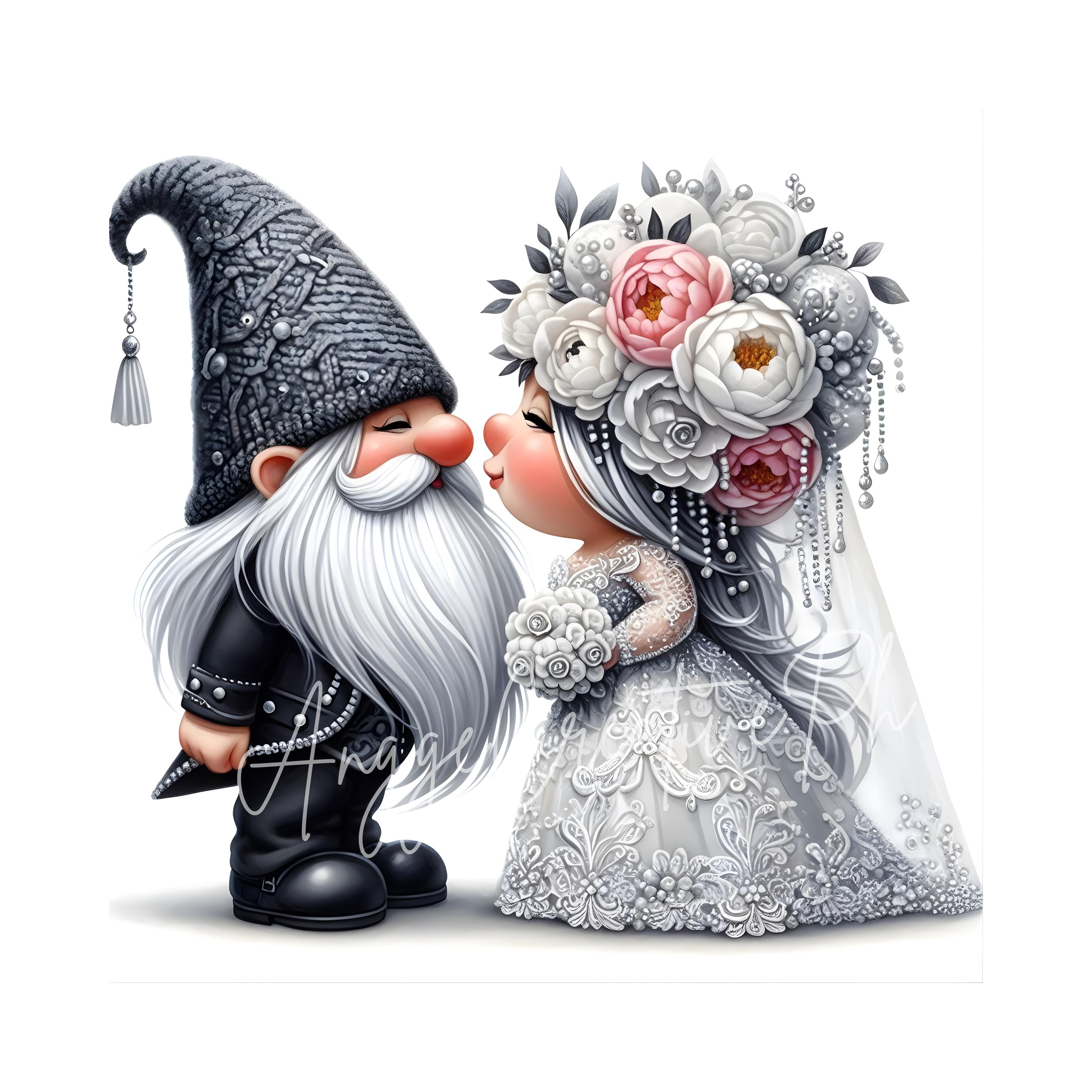 Wedding Gnome Clipart | Set of 12 | High Quality 300 DPI Jpegs | Bride ...