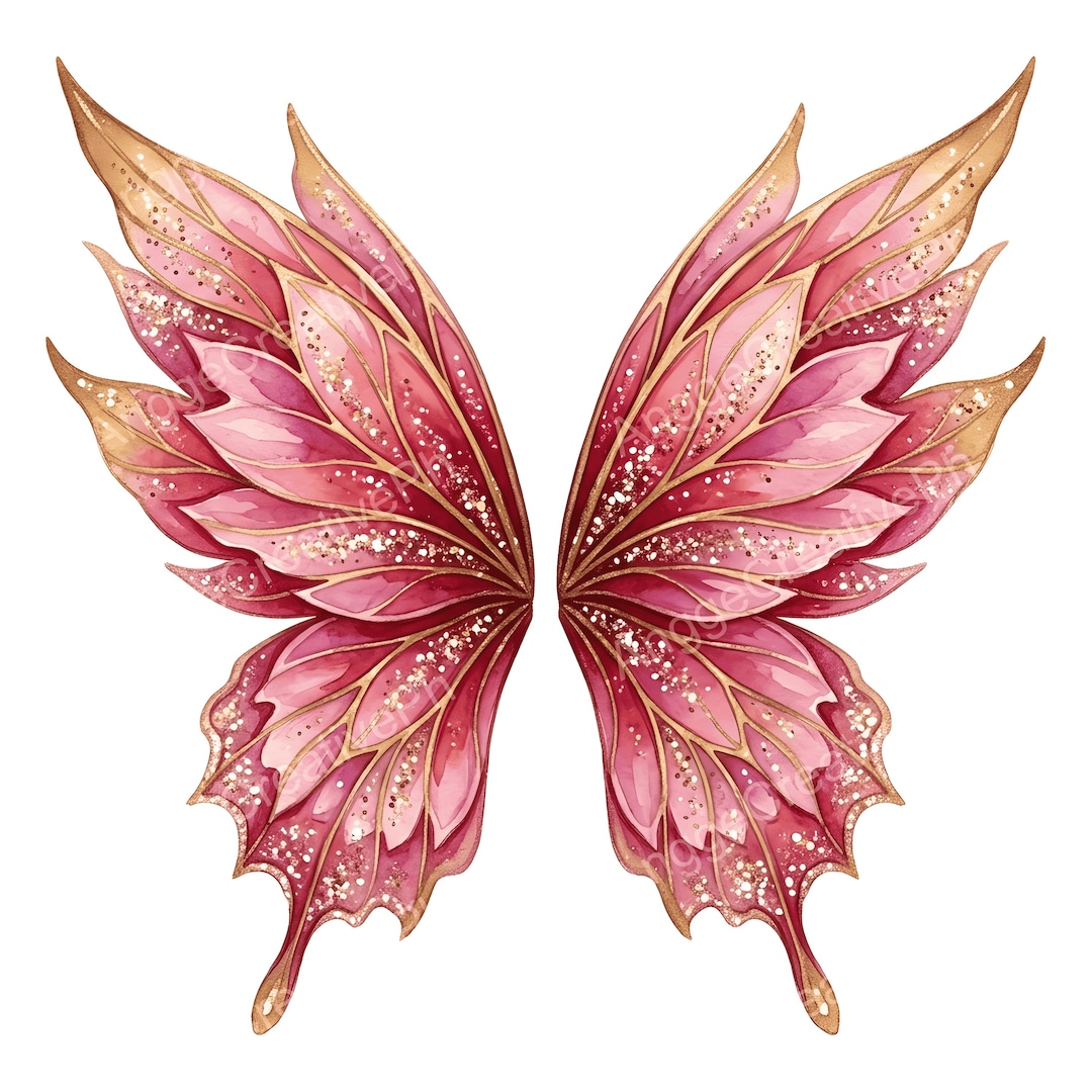 Red Fairy Wings Clipart Bundle 12 JPG, Sparkly Red Wings Digital ...