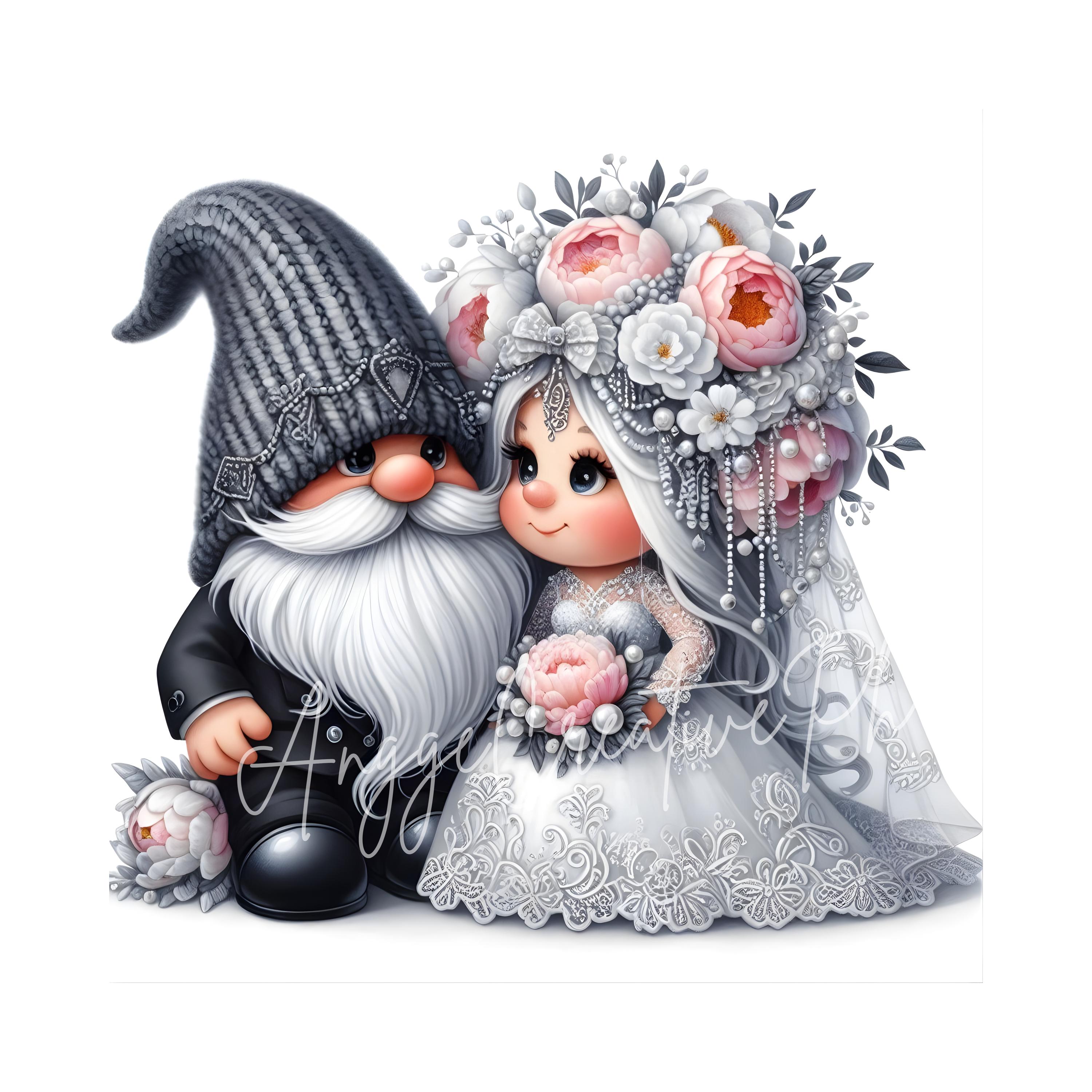 Wedding Gnome Clipart | Set of 12 | High Quality 300 DPI Jpegs | Bride ...