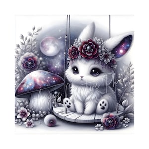 Galaxy Bunny Clipart Set: Watercolor Cosmic Rabbit Art (300 DPI JPG Digital Download)