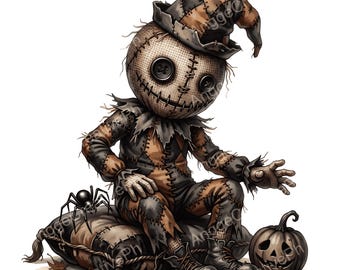 Paquete de imágenes prediseñadas de muñecos vudú espeluznantes (12 imágenes JPG), muñeco de trapo gótico de Halloween, arte de muñecos de fantasía oscura y espeluznante, descarga digital de terror de Halloween.