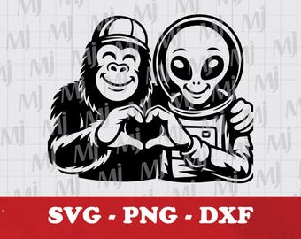 Bigfoot Alien Heart Hands SVG: Funny Sci-Fi Cricut Clipart (Digital Download)