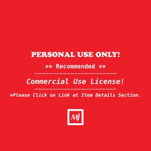 K&ouml;nnte beinhalten: Roter Hintergrund mit wei&szlig;em Text, der "PERSONAL USE ONLY! ** Recommended ** Commercial Use License! *Please Click on Link at Item Details Section." lautet. Ein wei&szlig;es Quadrat mit den Buchstaben "Mj" darin befindet sich in der Mitte unten des Bildes.
