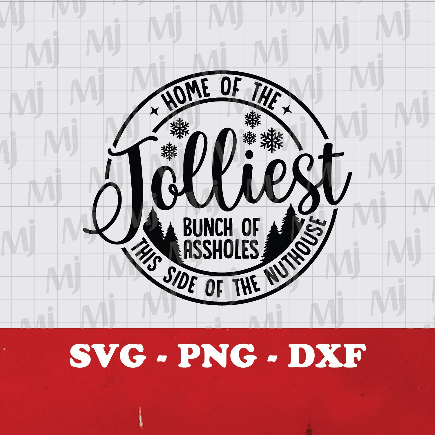 Jolliest Bunch SVG: Funny Christmas Sign, Cricut Cut File (digital ...