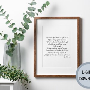 Van Morrison-Whenever God Shines His Light Digital Download, Decor, PNG, Office, Nursery, Home, Kids