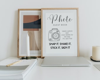 Polaroid Guest Book Printable Instructions, Instant Download, Wedding, Elopement