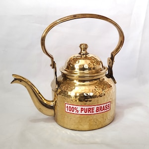 Pure Brass Tea Kettle, Brass Teapot, Elegant Vintage Brass Tea Pot,  Brass Coffee Pot, Traditional Handcrafted Collectible Brass Teapot