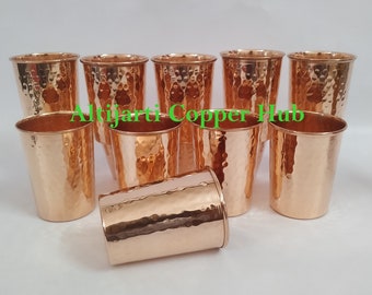 Handmade Hammered Copper Tumbler Copper Drinkware 300 ML