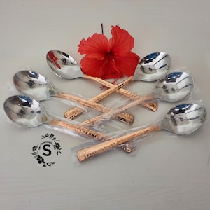 Copper Stainless Steel Spoon, Vintage Coffee Spoon Set, Copper Tea Spoons, Antique Coffee Tea Spoon, Homeware Kitchenware Restaurantsware