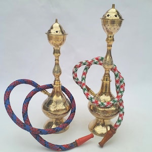 Vintage Indian Brass Peacock Hukka Hookah Set: Home Decor