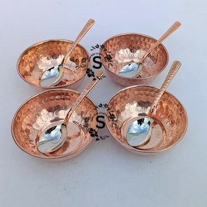Indische Traditionen Reines Kupfer Abendessen Servierschale, Kupfer Löffel, Antike Kupfer Katori, Kupfer Salat Schüssel, Suppenschalen, Kupfer Dessert Schalen