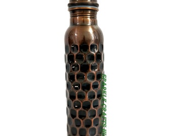 Handmade Pure Copper Bottle, Hammered Design, 990 ML
