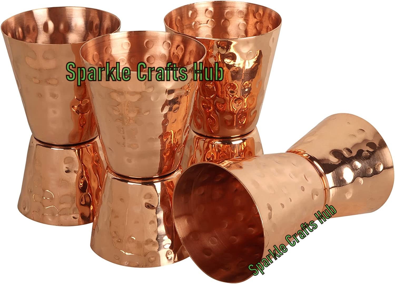 Copper Jigger Shot Glasses - 100% Copper Double Jiggers - 2oz / 1oz 3 5/8  Tall (Smooth Copper, 2)