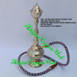 Indian Brass Vintage Multicolored Rust Finish Vintage Peacock Print Hukka folding Hookah Set Pipes Antique Finished Unique Home Decor