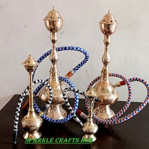 14 Inch 12, 10, 8, 6 inch Indian Brass Vintage Hookah, Folding Hookah Pipes, Antique Finished Home Decoration, Nargile, Home Decoration Gift
