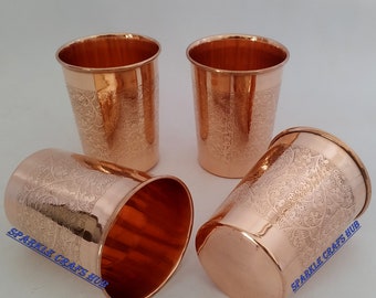 Handmade Copper Tumbler: Hammered Indian Water Glass
