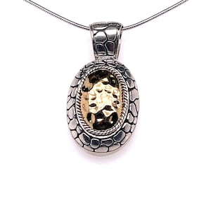 18K Yellow Gold & Silver Pebble Necklace