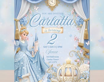 Invitación de Cenicienta (archivo editable en Canva)