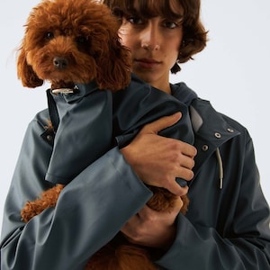 Coastal Blue Raincoat Set, Dog and Human Waterproof Jacket Bundle, Pet Owner and Dog Lover Gift