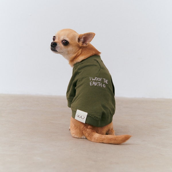 Dog T-shirt - Organic Cotton - Green - Embroidery