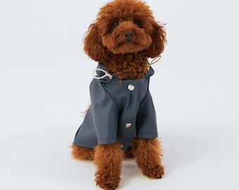 Dog Raincoat with Hood - Water Resistant - Navy