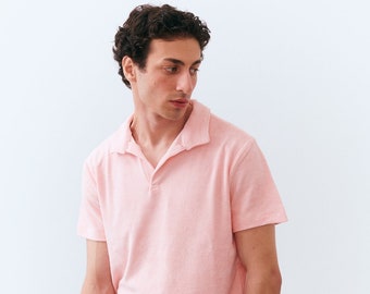 T-shirt polo rose éponge en coton bio doux