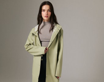 Spring Raincoat, Waterproof & Windproof Raincoat, Spring Coat, Stylish, Unisex - Pistacchio Green