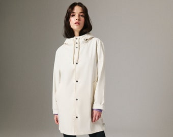 Chubasquero de primavera, impermeable y resistente al viento, abrigo de primavera, elegante, unisex - Blanco nieve