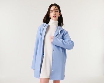 Spring Raincoat, Waterproof & Windproof Raincoat, Spring Coat, Stylish, Unisex - Light Blue