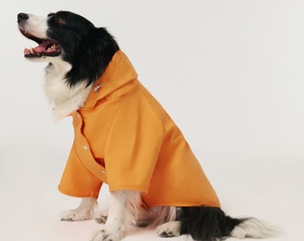 Dog Raincoat with Hood - Water Resistant - Orange